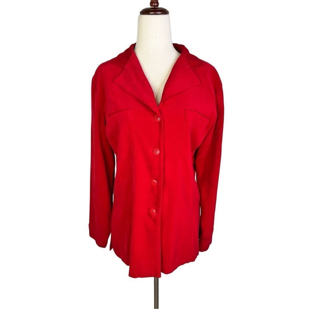 Express top jacket (shacket) women’s XS red long sleeve collared button down